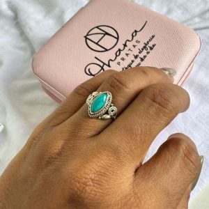 Anel pedra natural pedra turquesa